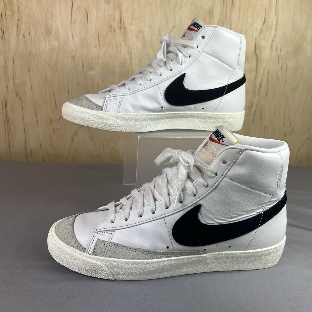 Nike Blazer Mid 77 Mens 9.5 White Black Mid Top Sneakers CZ1055-100
